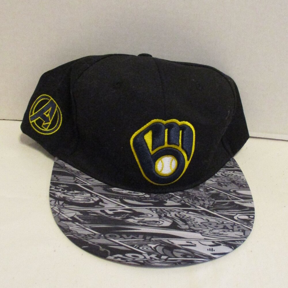 MLB Brewers Hat Marvel Avengers Blue Red Yellow Adjustable Back Baseball Hat